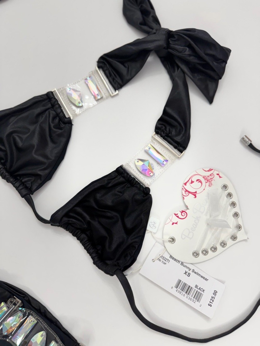 BRAND NEW Beach Bunny Black Bikini with Iridescent Jewel Accents - Picture 4 of 11
